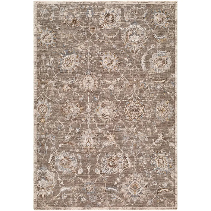 Arda Vintage Brown Grey Taupe Traditional Boho Fringe Living Dining Bedroom ACZ2300 Rug