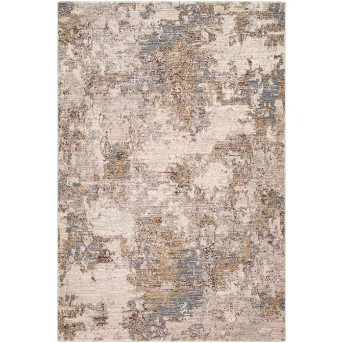 Arda Abstract Grey Brown Taupe Modern Marble Fringe Living Dining Bedroom ACZ2303 Rug