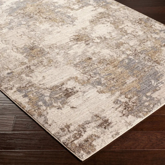 Arda Abstract Grey Brown Taupe Modern Marble Fringe Living Dining Bedroom ACZ2303 Rug