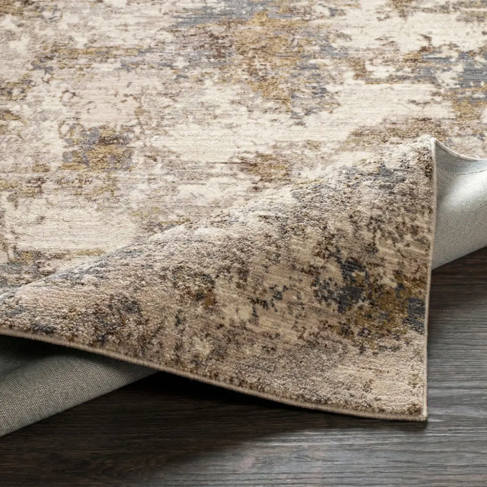Arda Abstract Grey Brown Taupe Modern Marble Fringe Living Dining Bedroom ACZ2303 Rug