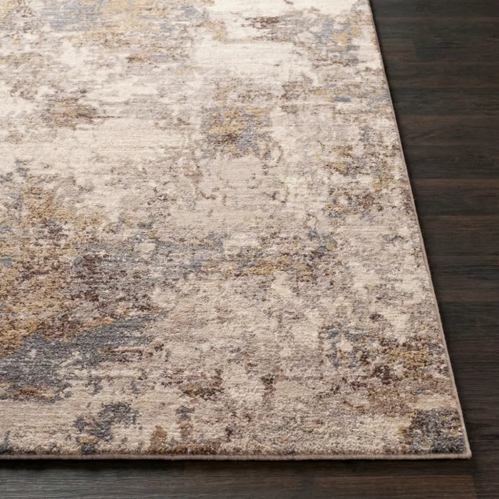 Arda Abstract Grey Brown Taupe Modern Marble Fringe Living Dining Bedroom ACZ2303 Rug