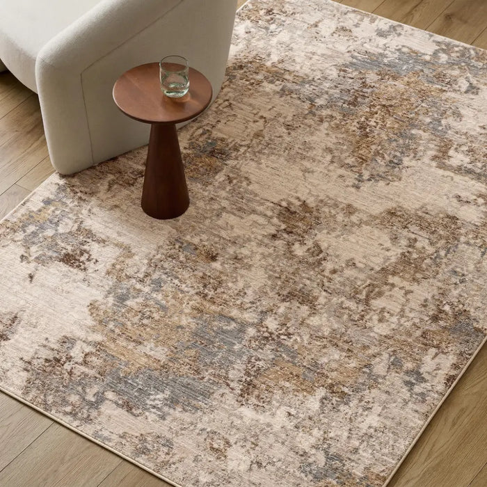 Arda Abstract Grey Brown Taupe Modern Marble Fringe Living Dining Bedroom ACZ2303 Rug