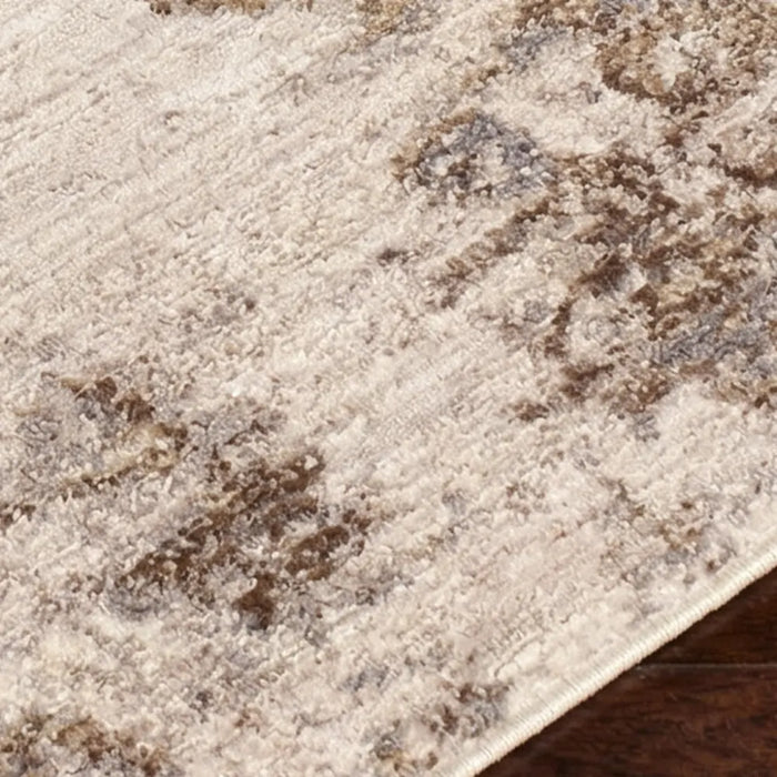 Arda Abstract Grey Brown Taupe Modern Marble Fringe Living Dining Bedroom ACZ2303 Rug