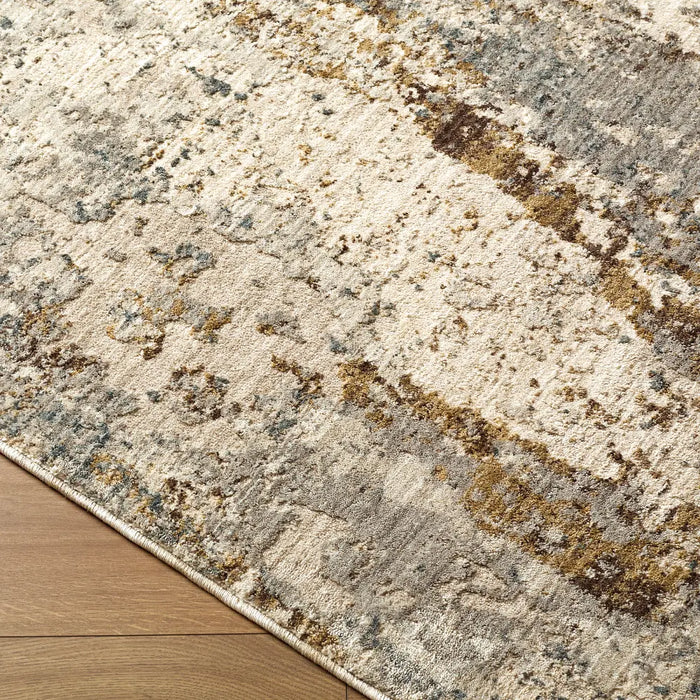 Arda Abstract Taupe Grey Brown Modern Marble Fringe Living Dining Bedroom ACZ2304 Rug