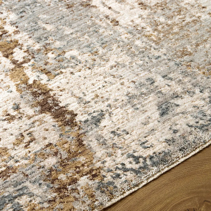 Arda Abstract Taupe Grey Brown Modern Marble Fringe Living Dining Bedroom ACZ2304 Rug