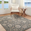 Arda Vintage Blue Grey Brown Traditional Boho Fringe Living Dining Bedroom ACZ2305 Rug