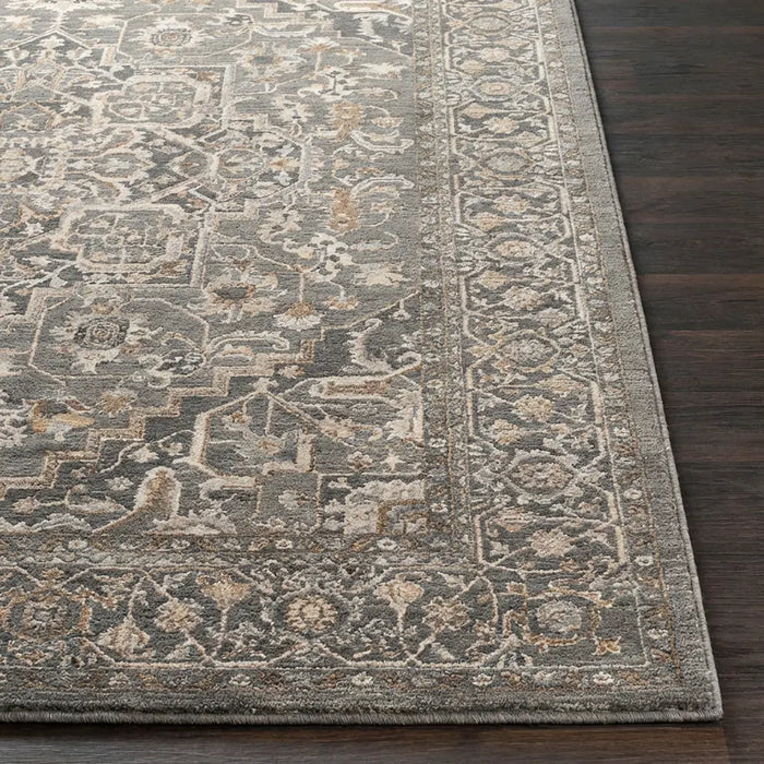 Arda Vintage Blue Grey Brown Traditional Boho Fringe Living Dining Bedroom ACZ2306 Rug