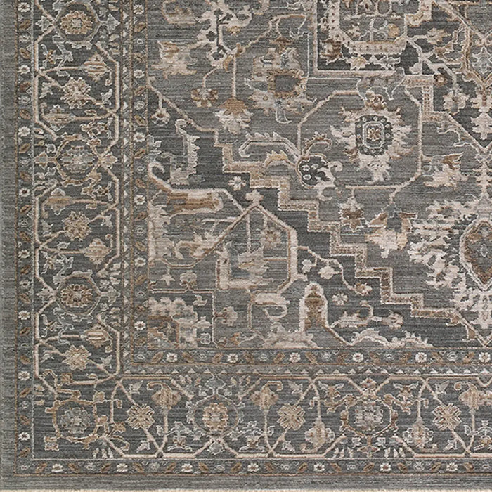 Arda Vintage Blue Grey Brown Traditional Boho Fringe Living Dining Bedroom ACZ2306 Rug