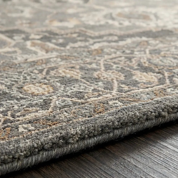 Arda Vintage Blue Grey Brown Traditional Boho Fringe Living Dining Bedroom ACZ2306 Rug