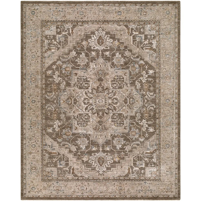 Arda Vintage Brown Grey Taupe Traditional Boho Fringe Living Dining Bedroom ACZ2308 Rug