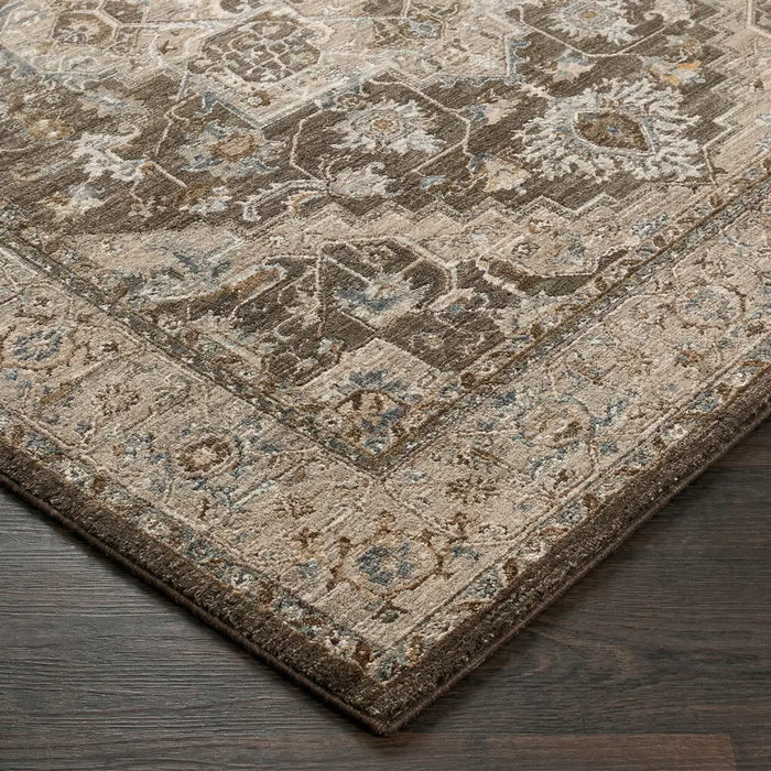 Arda Vintage Brown Grey Taupe Traditional Boho Fringe Living Dining Bedroom ACZ2308 Rug