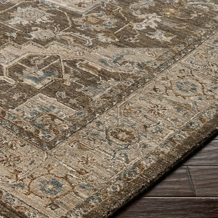 Arda Vintage Brown Grey Taupe Traditional Boho Fringe Living Dining Bedroom ACZ2308 Rug