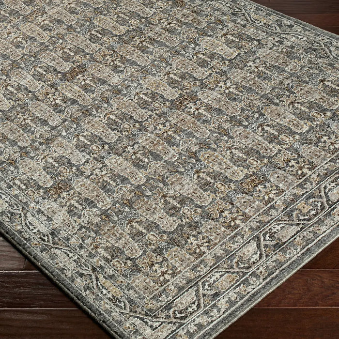 Arda Vintage Green Grey Brown Traditional Boho Fringe Living Dining Bedroom ACZ2309 Rug
