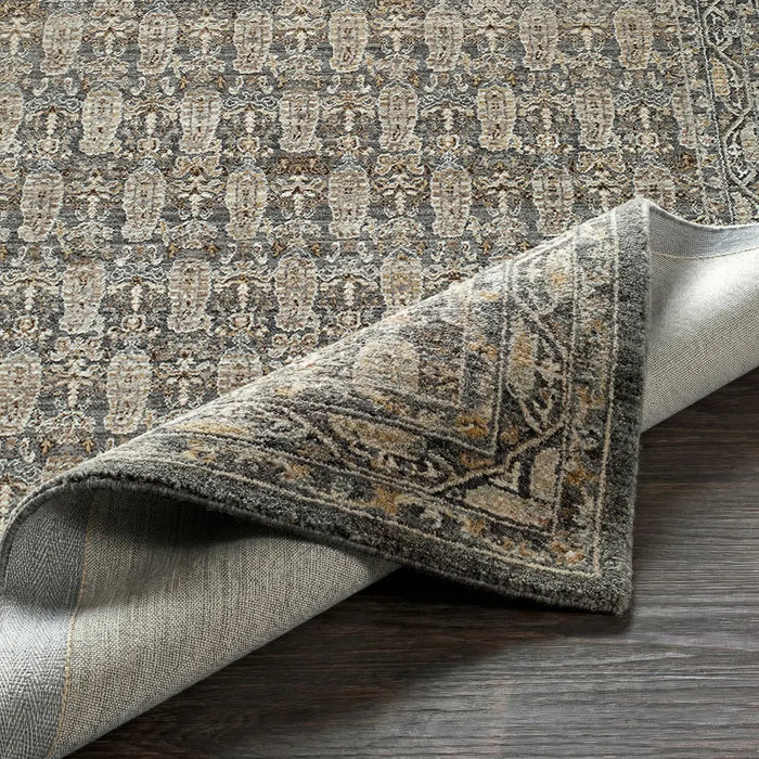 Arda Vintage Green Grey Brown Traditional Boho Fringe Living Dining Bedroom ACZ2309 Rug