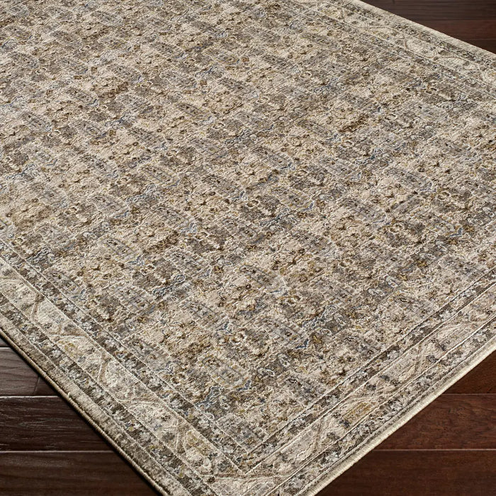 Arda Vintage Taupe Brown Grey Traditional Boho Fringe Living Dining Bedroom ACZ2312 Rug