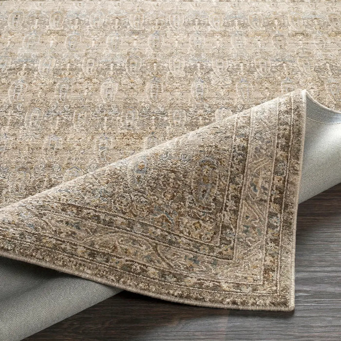 Arda Vintage Taupe Brown Grey Traditional Boho Fringe Living Dining Bedroom ACZ2312 Rug