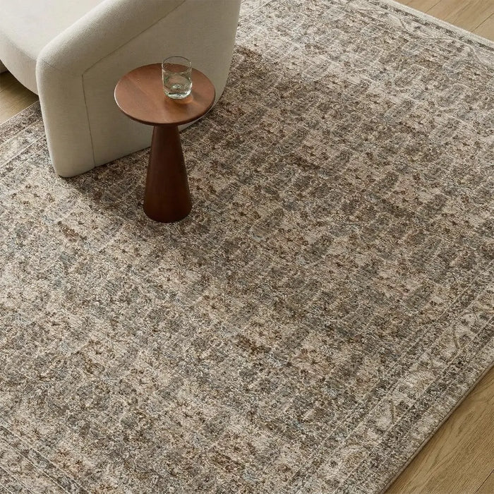 Arda Vintage Taupe Brown Grey Traditional Boho Fringe Living Dining Bedroom ACZ2312 Rug