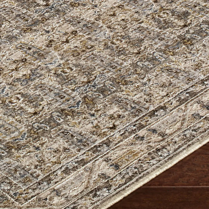 Arda Vintage Taupe Brown Grey Traditional Boho Fringe Living Dining Bedroom ACZ2312 Rug