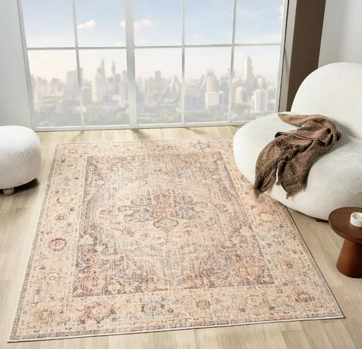 Prestige alia 524ak beige l blue Beige Living Room  Rug.