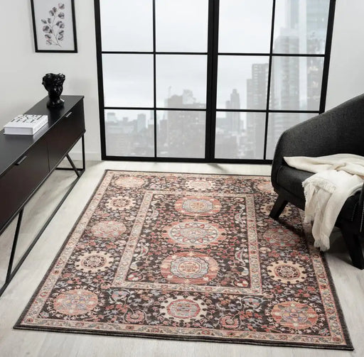 Prestige alia 893gl anthracite rose Black, Pink Living Room  Rug.