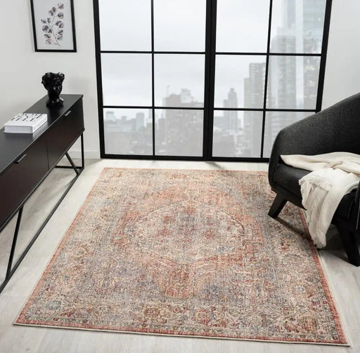 Prestige alia 524ar grey rose Multicoloured Living Room  Rug.