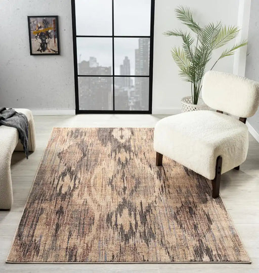 Prestige alia 654a5 anthracite sand Beige, Black, Multicoloured Living Room  Rug.