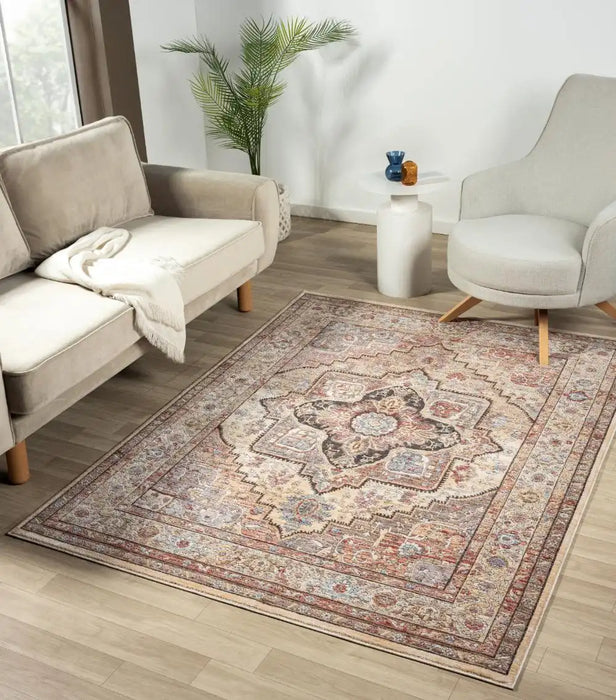 Prestige alia 842gl anthracite rose Pink Living Room  Rug.