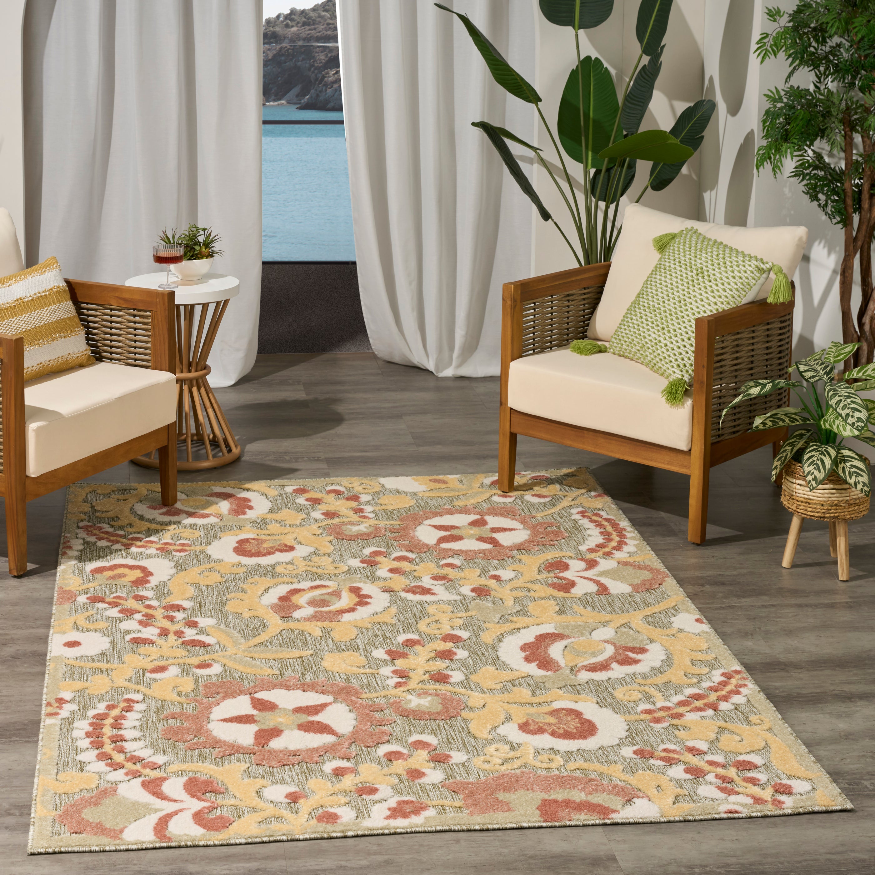 ALOHA ALH17 SAGE ROSE Green Rug — RugsDirect Online
