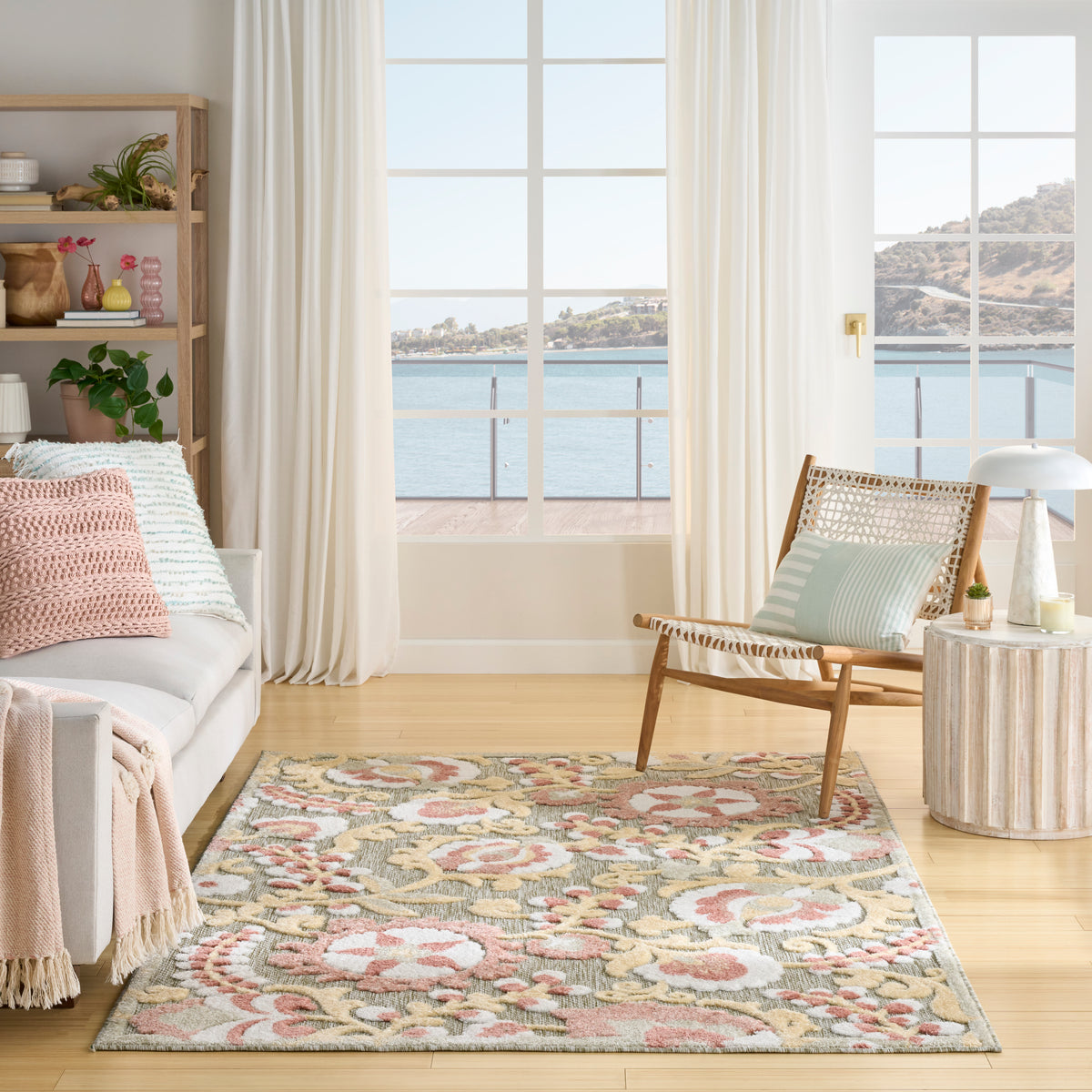 Green Roses Rug ALOHA ALH17 SAGE ROSE Green Rug — RugsDirect Online
