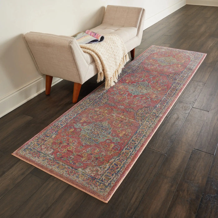Nourison ankara global anr01 multi Multicoloured, Red Living Room Moroccan Rug.