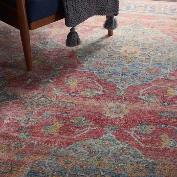 Nourison ankara global anr01 multi Multicoloured, Red Living Room Moroccan Rug.