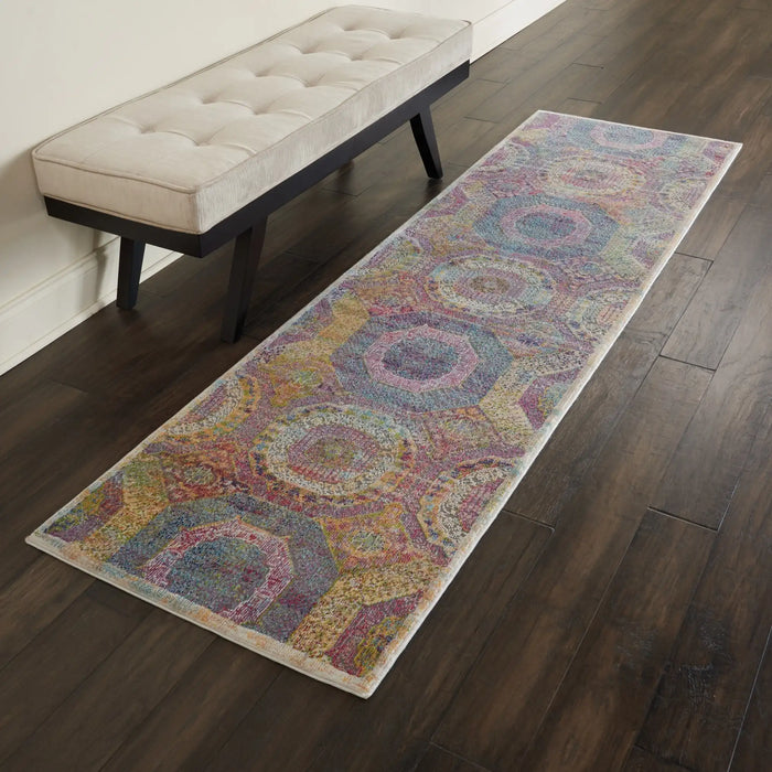 Nourison ankara global anr05 multi Multicoloured Living Room Moroccan Rug.