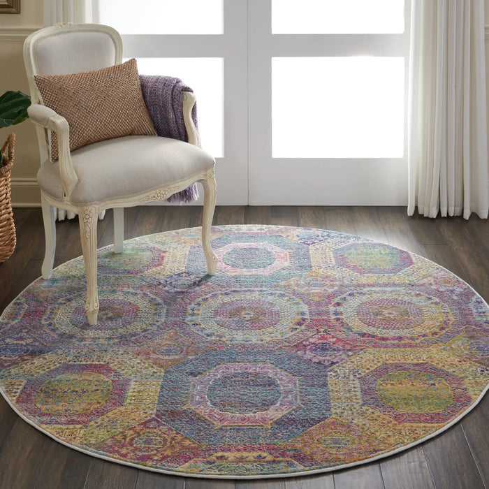 Nourison ankara global anr05 multi Multicoloured Living Room Moroccan Rug.