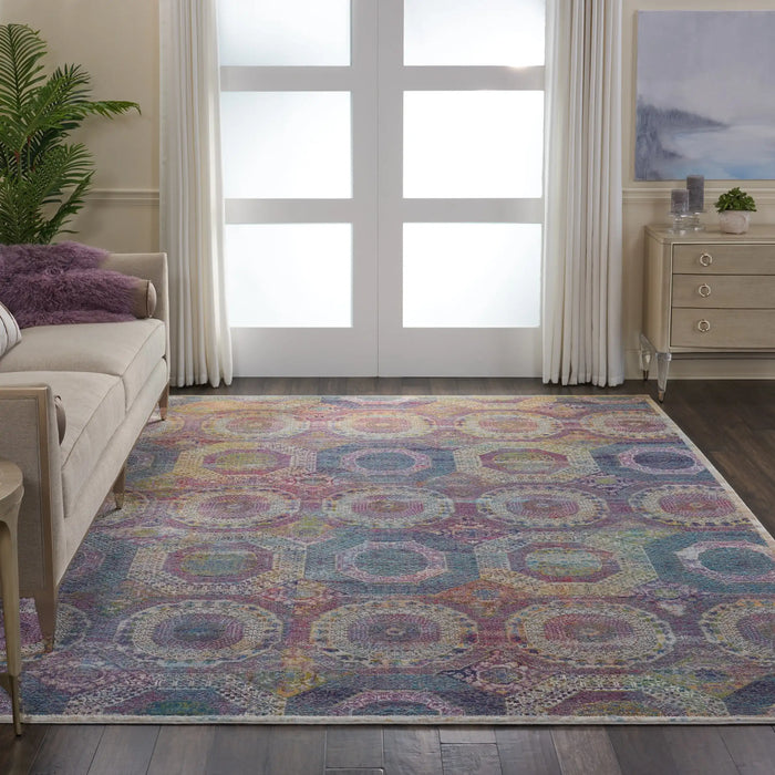 Nourison ankara global anr05 multi Multicoloured Living Room Moroccan Rug.