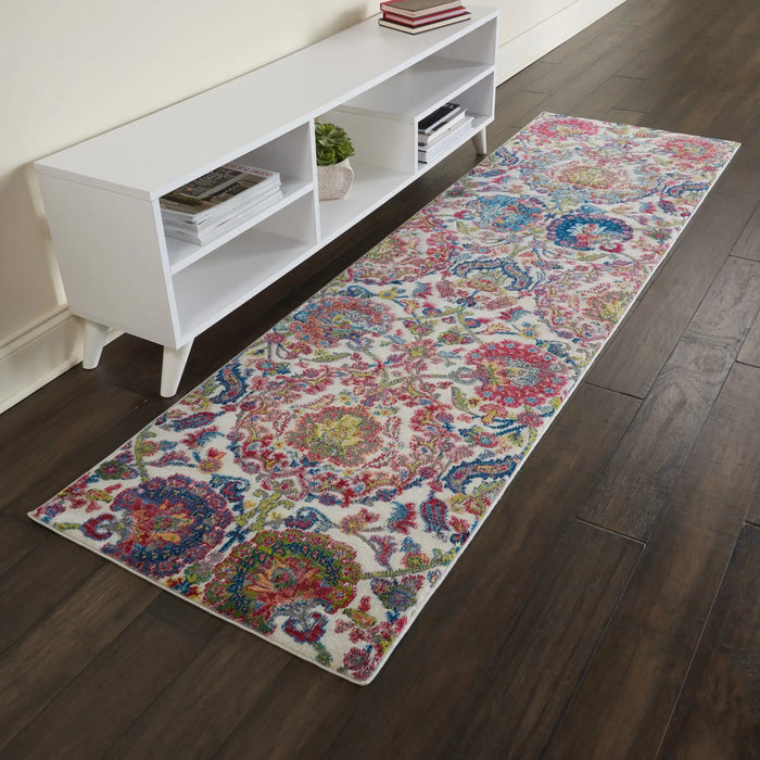 Nourison ankara global anr06 ivory blue Blue, Ivory Living Room Moroccan Rug.