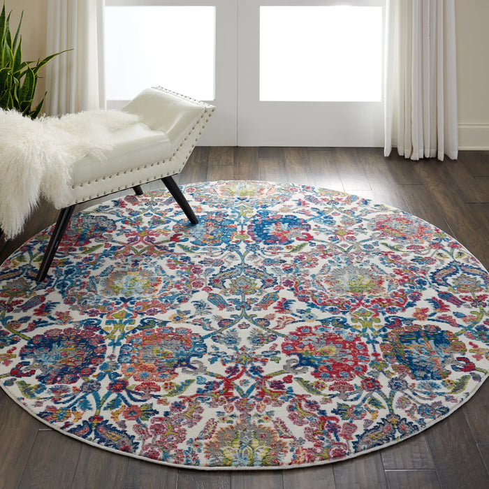 Nourison ankara global anr06 ivory blue Blue, Ivory Living Room Moroccan Rug.