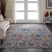 Nourison ankara global anr06 ivory blue Blue, Ivory Living Room Moroccan Rug.