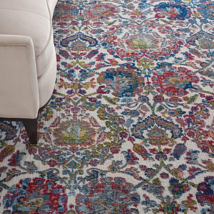Nourison ankara global anr06 ivory blue Blue, Ivory Living Room Moroccan Rug.