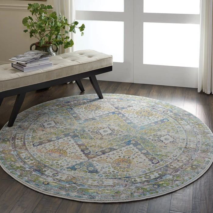Nourison ankara global anr07 blue green Blue, Green Living Room Moroccan Rug.