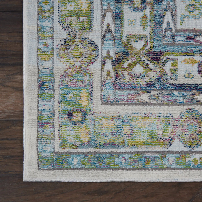Nourison ankara global anr07 blue green Blue, Green Living Room Moroccan Rug.
