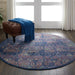 Nourison ankara global anr08 navy multi Blue, Multicoloured, Navy Living Room Moroccan Rug.