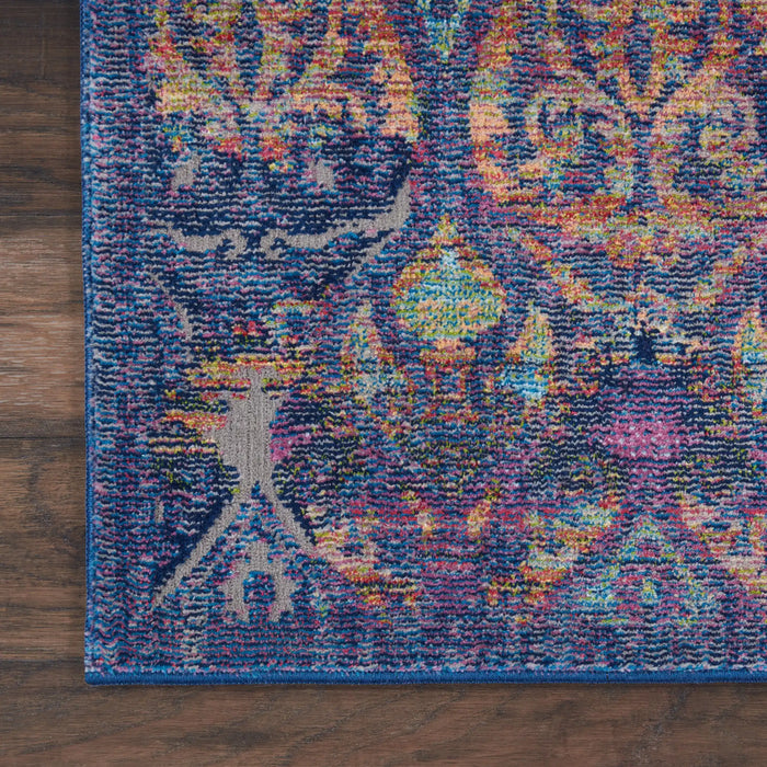 Nourison ankara global anr08 navy multi Blue, Multicoloured, Navy Living Room Moroccan Rug.