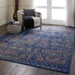 Nourison ankara global anr08 navy multi Blue, Multicoloured, Navy Living Room Moroccan Rug.