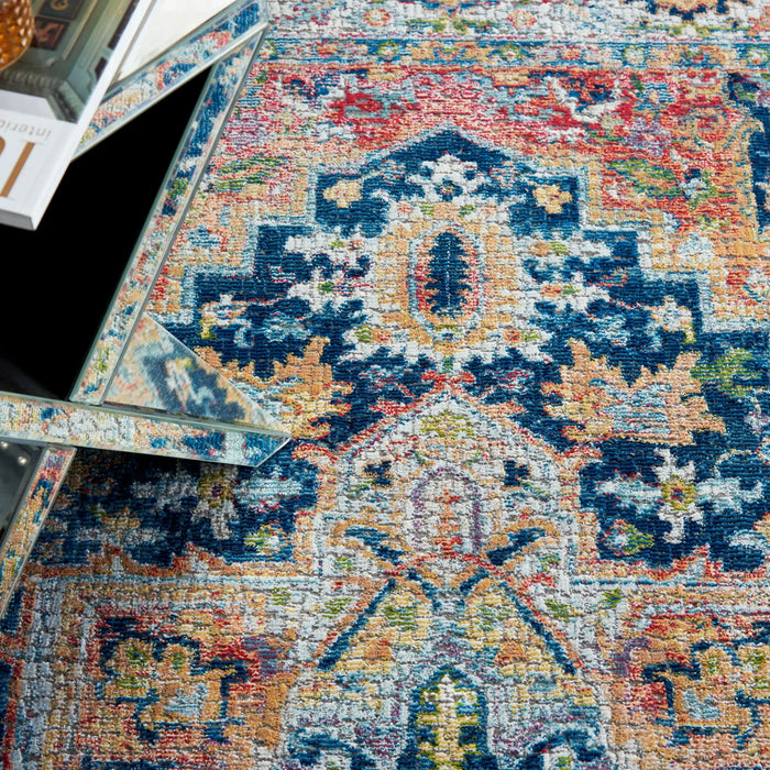 Nourison ankara global anr11 blue multi Blue, Multicoloured Living Room Moroccan Rug.