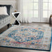 Nourison ankara global anr11 blue multi Blue, Multicoloured Living Room Moroccan Rug.