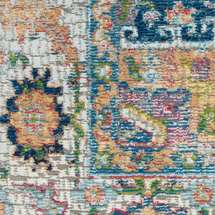 Nourison ankara global anr11 blue multi Blue, Multicoloured Living Room Moroccan Rug.