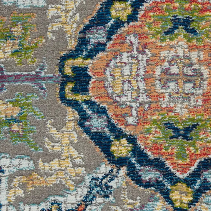Nourison ankara global anr12 grey multi Grey, Multicoloured Living Room Moroccan Rug.