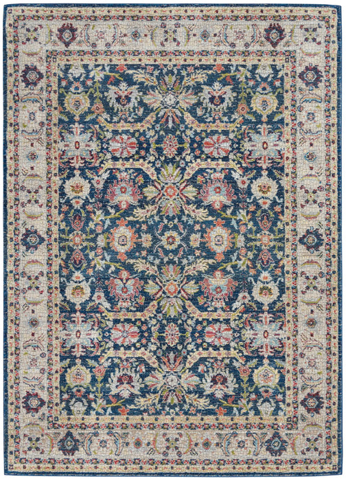 Nourison ankara global anr13 navy multi Blue, Multicoloured, Navy Living Room Moroccan Rug.