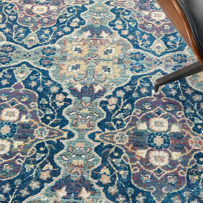 Nourison ankara global anr16 navy multi Blue, Multicoloured, Navy Living Room Moroccan Rug.