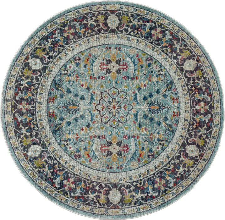 ANKARA GLOBAL ANR14 Teal Multi Rug